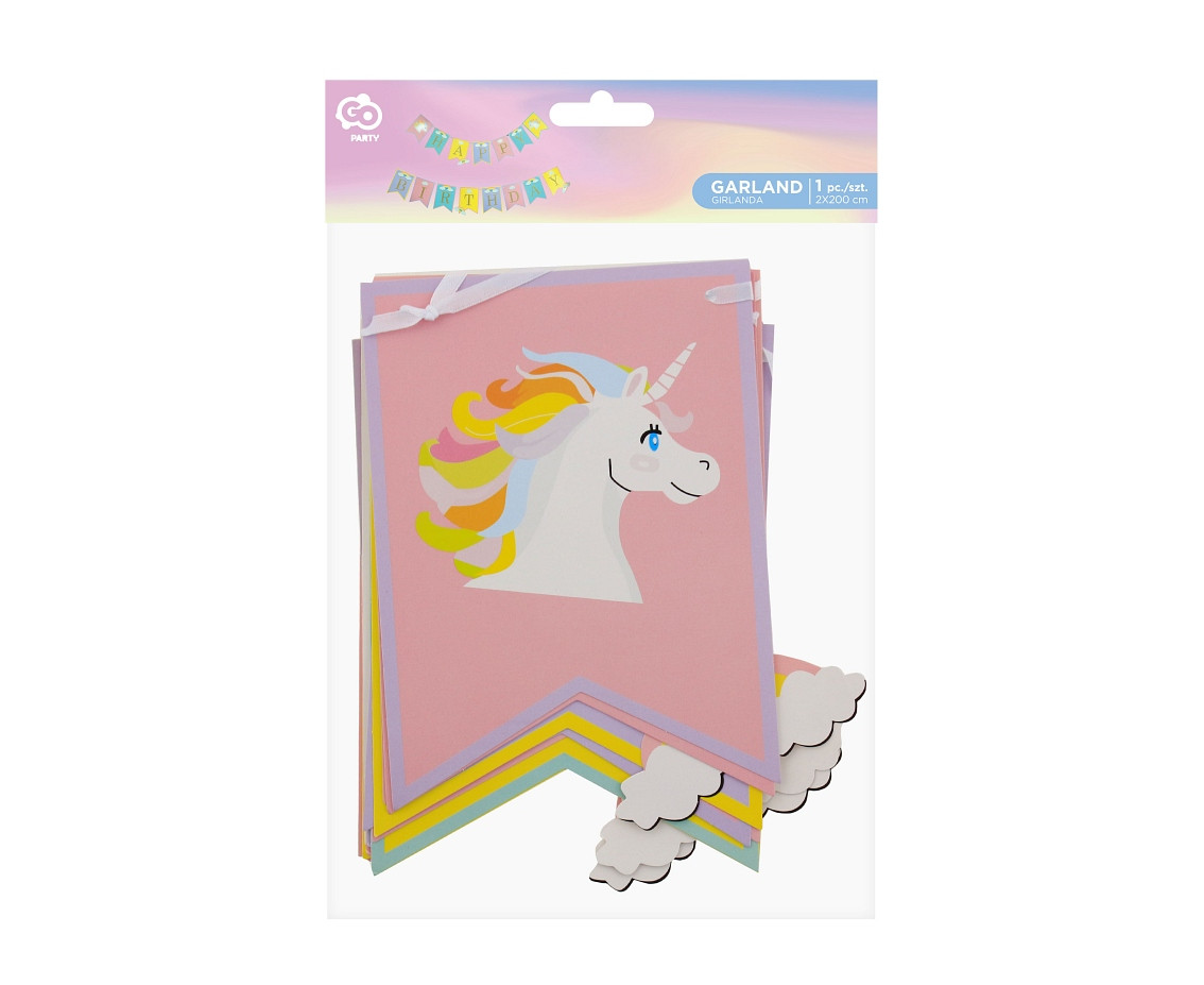 Happy Birthday garland - Unicorn, 2 x 200 cm EOL
